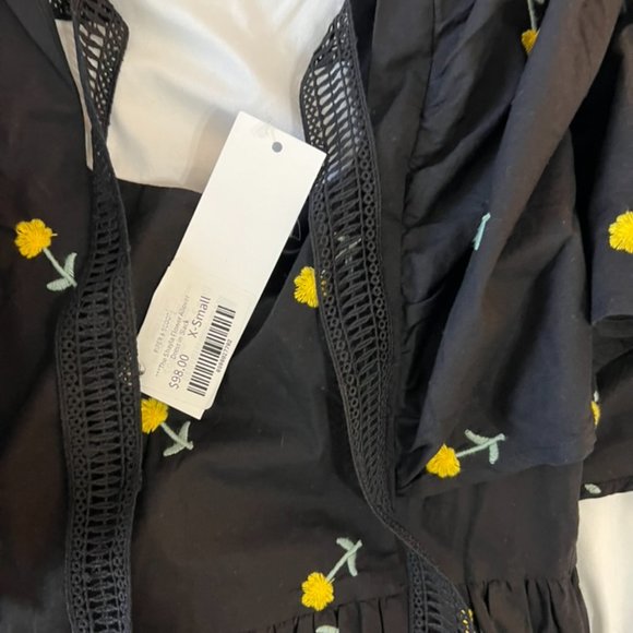 Short Sleeve Black Floral Embroidered Maxi Dress XS - Picture 7 of 7